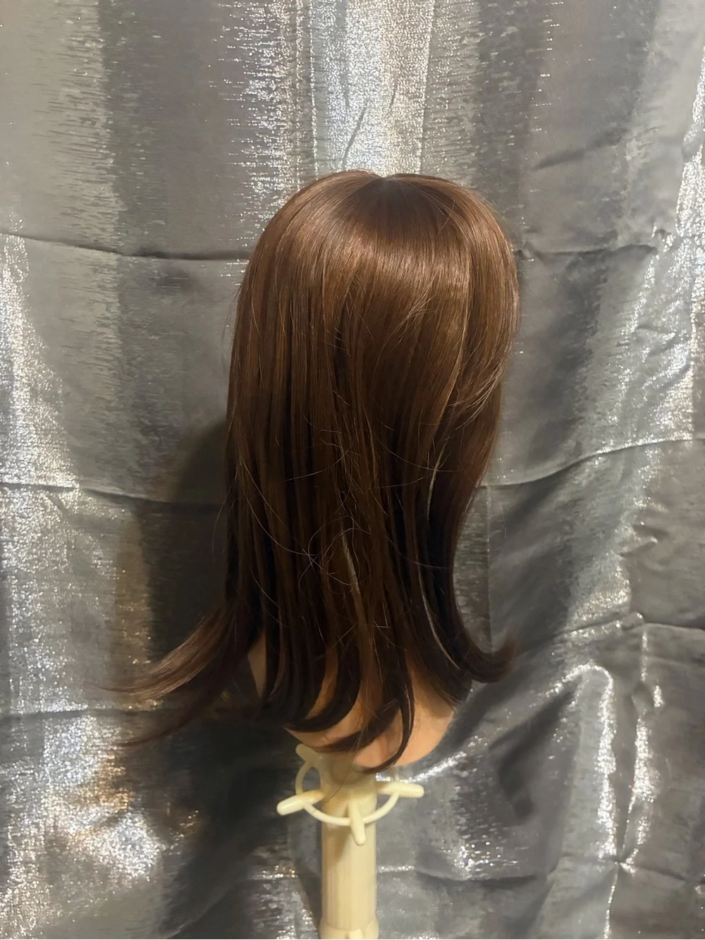 Women’s Synthetic Topper - Dark Brown Layered with Side Bangs